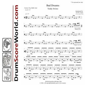 Teddy Swims - Bad Dreams - Drum Sheet + Play-Along Track
